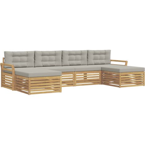 Set di divani da esterno 6 pz Bianco e Grigio Chiaro vidaXL (1/5)