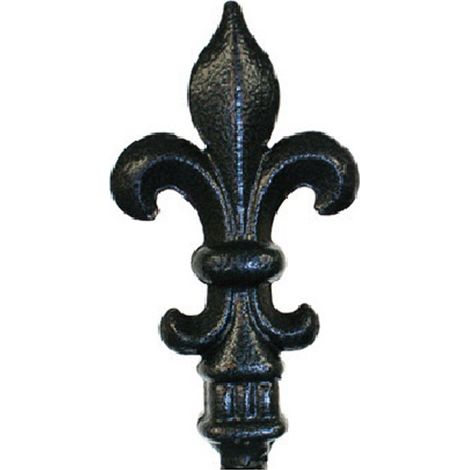 Fleur De Lys Top - Decorative Top for Garden Plant Support - Solid Steel - Black