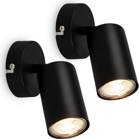 Lot de 2 appliques murales intérieures orientables, douille GU10, max. 9 W, applique murale, applique murale chambre, lampe chambre, appliques, 8 x 15,5 cm, noir (1/5)