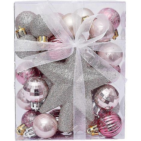 30 Weihnachtskugeln – Bruchsichere Christbaumkugeln, roségolden und pink (1/5)