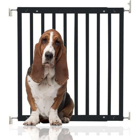 Bettacare Chunky Wooden Screw Fit Dog Gate, 63.5cm - 105.5cm, Black, Wooden Dog Gate Gate, Screw Fit Pet Stair Gate, Puppy Gate (1/4)