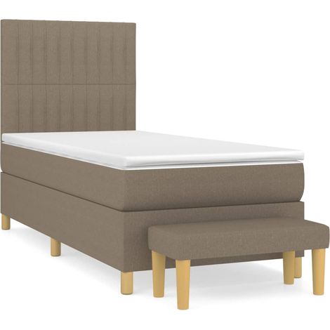 Maison Exclusive - Cama box spring con colchón tela gris taupe 10
