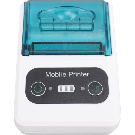 Imprimante thermique Bluetooth pour reçus, 58 mm, à lame dentelée, portable et compacte, idéale pour les bureaux, commerces et restaurants (vert et blanc). (1/5)