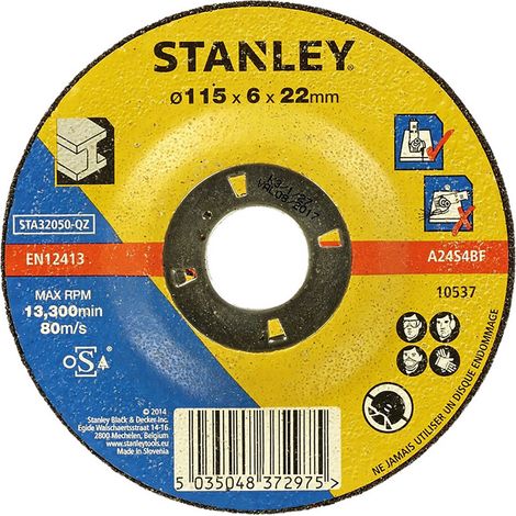 Disco taglio Stanley sbavo ø115 x 6 x 22 mm