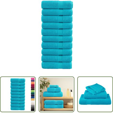 Baumwollhandtuch - Premium-Duschtücher SOLUND 10 Stk. Türkis 70x140 cm 600 g/m² (1/5)