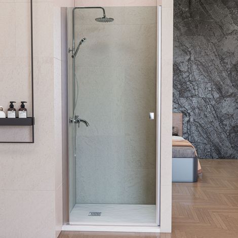 Mampara de Ducha Puerta Abatible 85 cm Cromo Brillo Cristal Antical 6mm Reversible Apertura 90º  200cm Alto