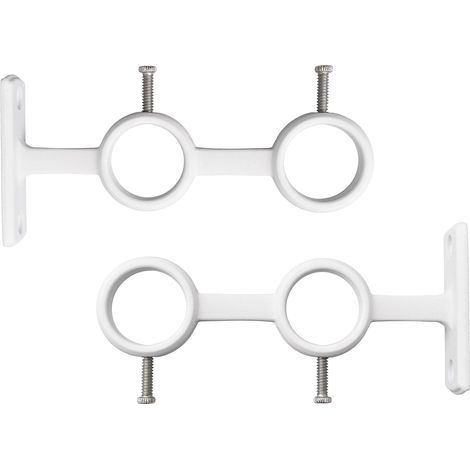 CSPARKV 2 Pack Adjustable Curtain Rod Brackets, Heavy Duty Double Curtain Rod Brackets for Circular Curtain Rod (White)
