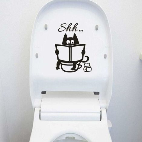 Autocollants pour toilettes, motifs de chats mignons, autocollants pour siège de toilette, décorations amusantes (1/4)