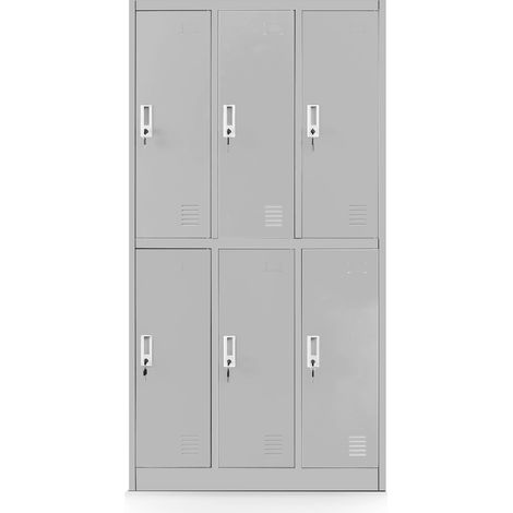 Casier scolaire pour vêtements à 6 portes IGOREK, 900 x 1500 x 450 mm, gris