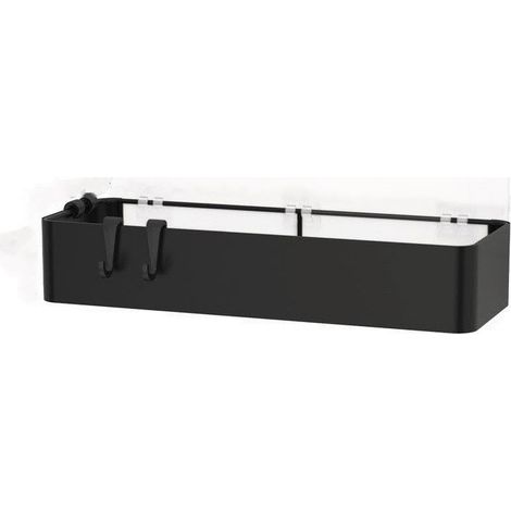Cesta de ducha de metal sin perforar con 4 ganchos, autoadhesiva de 30 cm para champú, resistente al óxido.