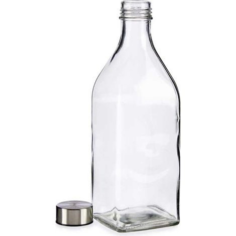 Bottiglia in vetro 1 litro con tappo a vite in acciaio quadrata per acqua o vino da tavola dispenser buffet bibite succhi per servire con eleganza (1/4)