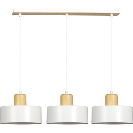 Lampada a Sospensione Torin, Acciaio verniciato a polvere, Legno, Bianco, 80x100x25 cm (1/5)