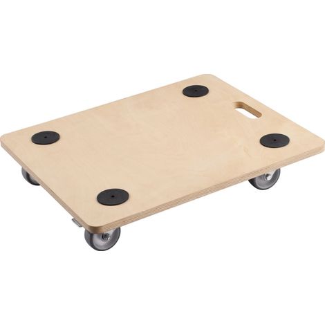 Metafranc Transportroller 590 x 490 mm - 200 kg Tragkraft - Sperrholz - PU-Räder - Feststeller (1/4)