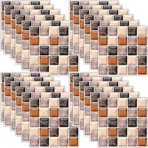 Juego de 18 pegatinas de mosaico, papel tapiz autoadhesivo removible para baño, cocina, salpicadero, azulejos decorativos, paredes, pegatinas para muebles (1/5)