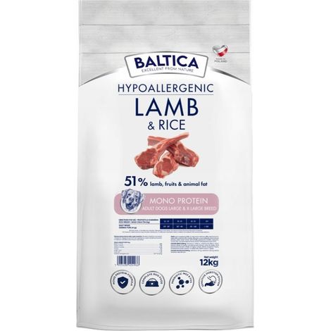 BALTICA NUTRACEUTIC Hypoallergénique Agneau et Riz L/XL grandes races 12 kg (1/2)