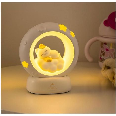 Veilleuse Enfant Chat Rechargeable Lampe de Chevet avec Minuteur Lampe de Nuit Maternité Nomade Cadeau Nouveau né Bebe VEILLEUSE (1/4)