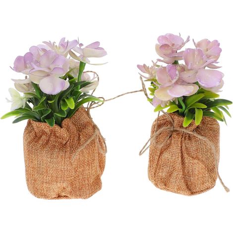 Décoration Orchidée Artificielle sans Arrosage 2pcs Pourpre en Pot Aspect Frais Toute L'année, pour Maison et Présentation sur Meuble (1/5)