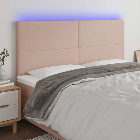 vidaXL Cabecero luces LED cuero sintético capuchino 200x5x118/128cm (1/5)