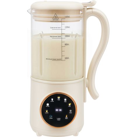 Machine à Lait Vegetal, 1400ML 8-en-1, Lait Végétal Sans Lactose Fait Maison - Lait d'Avoine, Lait d'Amande, Auto-Nettoyage, Verre Borosilicate (1/5)