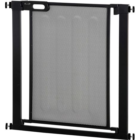 Schiebe-Zug-Hundegitter, ausziehbar, selbstschließend, Stahl und ABS, 75–82 x 76 cm, Schwarz