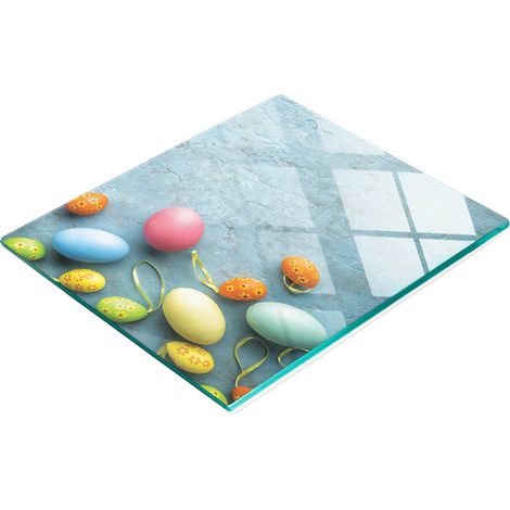 Tavoletta decorativa multifunzionale da cucina in vetro temperato con motivo uova di Pasqua, 60x52 cm. (1/5)