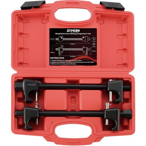Compresseur de Ressort Amortisseur 2 Pièces 300mm, Outil Compresseur Ressort Amortisseur avec Coffret Rouge pour Suspension de Voiture (1/5)