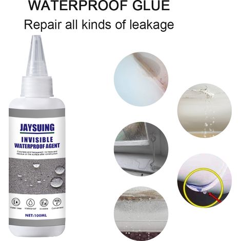 Adhésif imperméable transparent 100 ml pour la réparation et la prévention des fuites sur les murs et toitures extérieurs. (1/5)