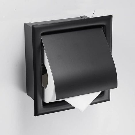 Porte Papier Toilette Encastré en Acier Inoxydable,Carrage Papier Salle Bain Portarroles Intégrées Noir (1/5)