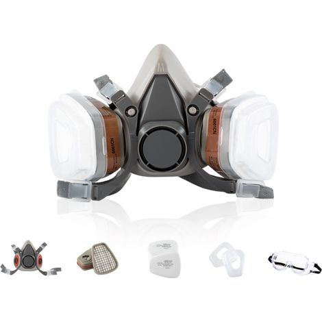 Demi-Masque 6200 Réutilisable avec Lunettes Filtre Poussière Gaz (1/5)