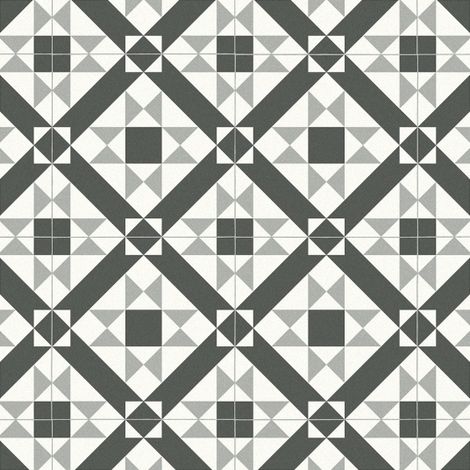 Décoweb – Dalle de sol PVC carreaux de ciment graphique noir blanc – 2m x 2m – Isolation phonique 18 dB – Résistance au glissement R10 (1/5)