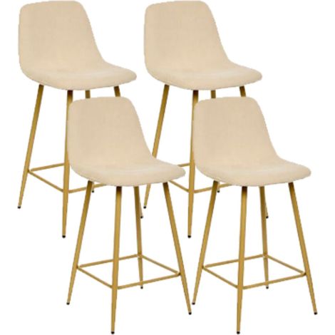 Lot de 4 tabourets de bar en velours côtelé coloris Beige - Longueur 42 x Profondeur 48 x Hauteur 93 cm