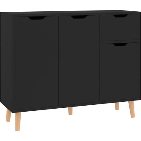 Maison Exclusive - Credenza Nera 90x30x72 cm in Legno Multistrato (1/5)