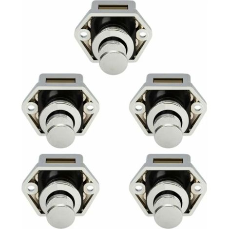 5 pcs Mini Bouton Poussoir Tiroir Placard Porte Loquet De Verrouillage Caravane Camping-car Nickel Bateau Bouton- Nickel (1/3)