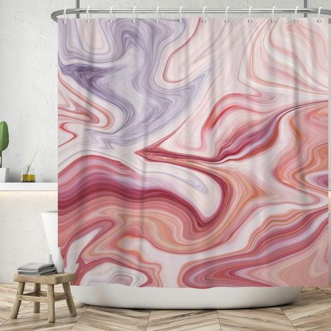 180x180cm Rideau de Douche en Marbre Rose Violet Ombre Aquarelle Ensemble de Salle de Bain Abstrait de Luxe Imperméable pour Baignoire (1/5)