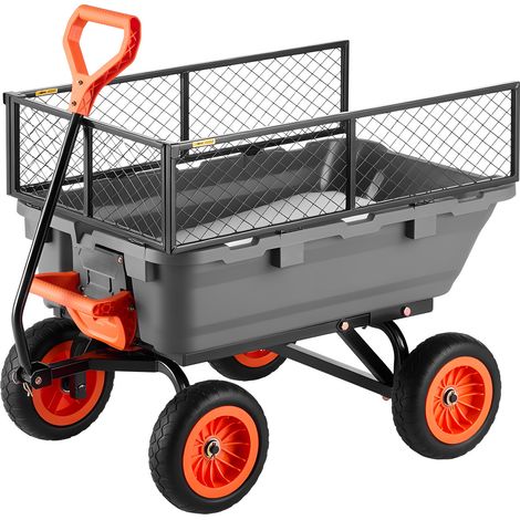 Mophorn Carro de jardín con capacidad de carga de 362 kg, equipado con valla de almacenamiento,  Incluye ruedas giratorias de 180° para facilitar el transporte de plantas y materiales.