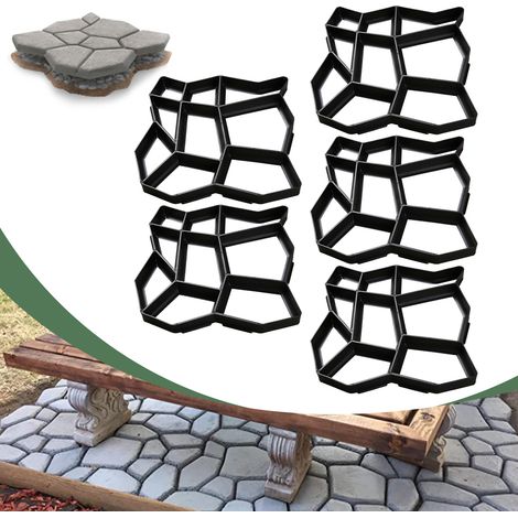 Wolketon 5pcs Pflasterform aus Kunststoff – Wiederverwendbare Betonform für Gartenwege, Terrasse & Hof, rostfrei & witterungsbeständig