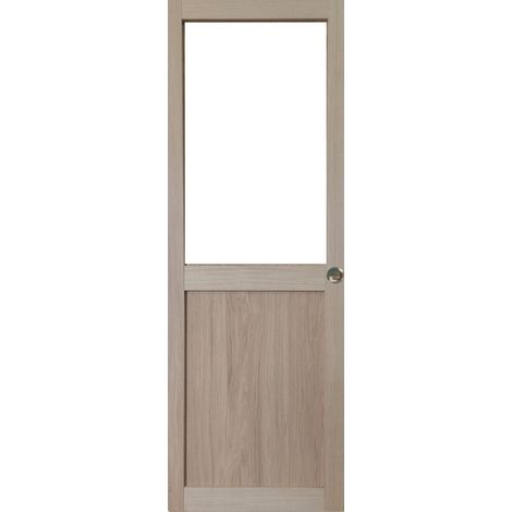 Porte Coulissante Atelier placage chene Vitree H204 x L73 et 2 Coquilles (1/3)