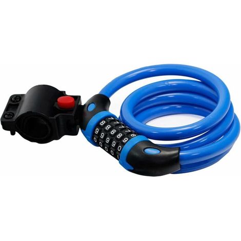 Cadenas Velo, Antivol Vélo, 1 Pièce Cable Antivol Velo, Cadenas Moto, Fabriqué En Fil Dacier Solide, Avec Mot De Passe À 5 Chiffres (1,2 X 125Cm, Bleu) (1/5)