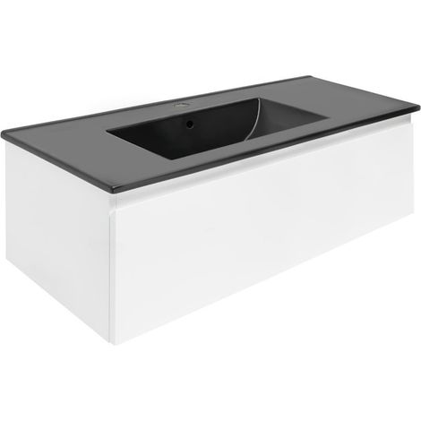 Meuble de salle de bains SAT - B-WAY 1 - avec vasque mobilier 99x30x45 - Blanc
