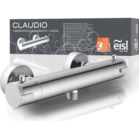 EISL Thermostat Duscharmatur Wasserhahn Bad mit Brauseanschluss Einhebelmischer Mischbatterie Dusche Sicherheitssperre Eco-Stopp-Funktion zum Wasser sparen CLT168ACR (1/5)