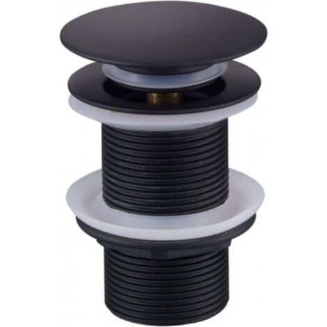 Bonde de lavabo noire sans trop-plein – Laiton de haute qualité – Mécanisme clic-clac – Connexion standard G1¼ – Évacuation rapide (1/5)