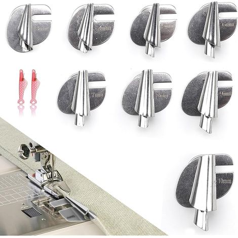 8 Pièces Couture Ourlet Roulé Pied 3–10 mm, Pied D'Ourlet Roulé à Coudre en Fer, Conception en Spirale avec 2 Enfileur, pour Maison, Studio, Artisanat DIY (1/5)