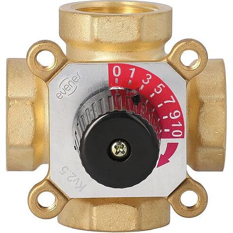 4-Wege-Messing-Mischer Easyflow Typ 4I für Heizung - DN20 - 4 x 3/4'' IG - Kvs-Wert 5,0 (1/2)