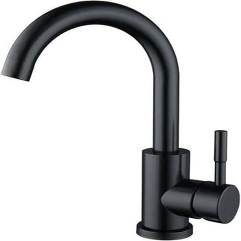 Robinet de lavabo noir mat – Hauteur 19 cm – Modèle 8517A – Design moderne pour salle de bain