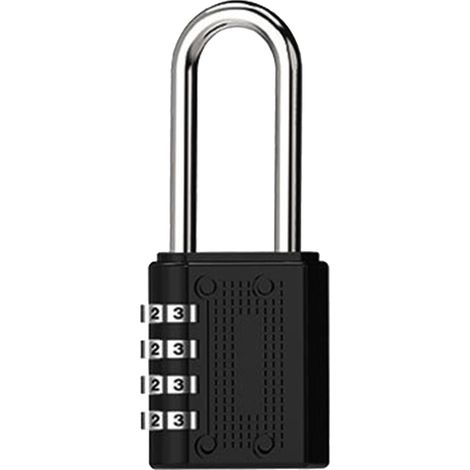 Cadenas à combinaison à 4 chiffres en alliage de zinc, verrou mécanique à code numérique à suspendre pour armoire de rangement, noir (1/5)