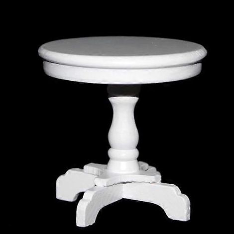 Maison miniature à l'échelle 1/12, table basse ronde miniature en bois (blanche)-White