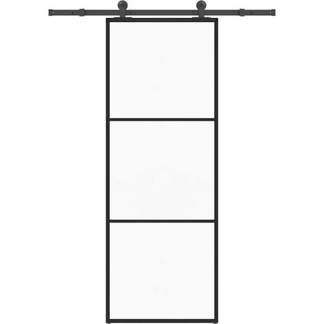 Schiebetür mit Beschlag 76x205 cm ESG-Glas & Aluminium