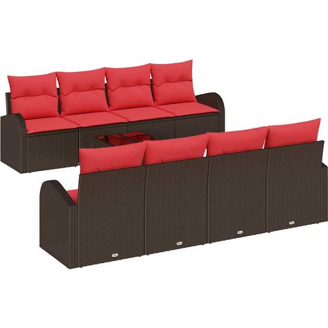 Maison Exclusive - Set di divani 9 pcs Marrone e Rosso Poliestere