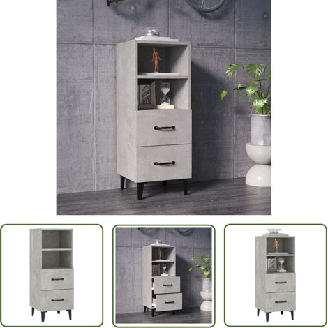 The Living Store Sideboard Betongrau 34,5x34x90 cm Holzwerkstoff - Sideboard - Wohnzimmermöbel - Holzmöbel - Grau - Regal (1/5)