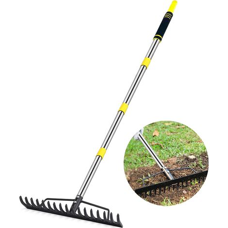 Râteau en fer détachable pour le nettoyage des fermes, jardins et pelouses (1/5)